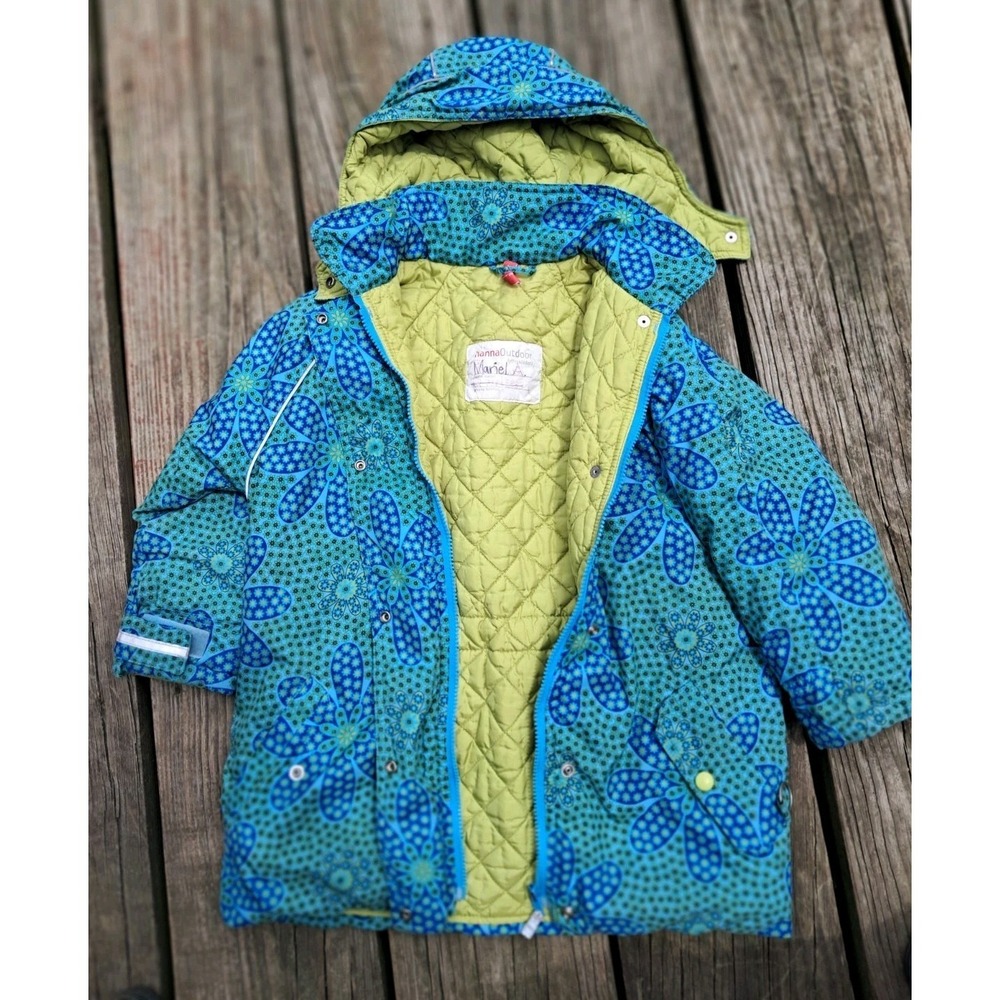 Hanna Andersson 110 Puffer Down Jacket Size 5 Hooded Floral C4